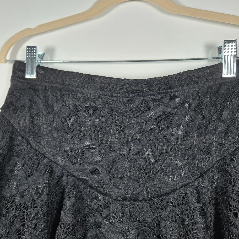 NEW Romwe Back Lace Romantic Goth Tiered Pull On Micro Mini Skirt Size Large